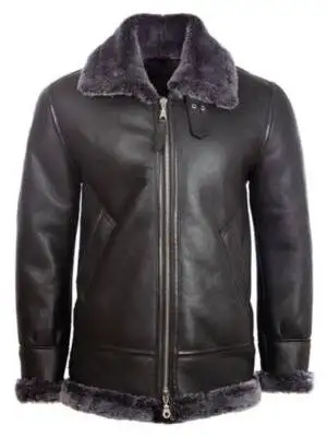 Black B3 Mens RAF Shearling Jacket (1)
