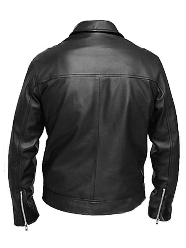 Black Men Casual Leather Jacket Slim Fit