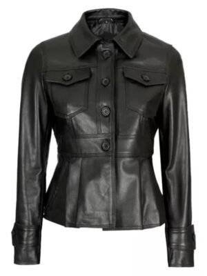 Black Women Short Body Moto Leather Jacket