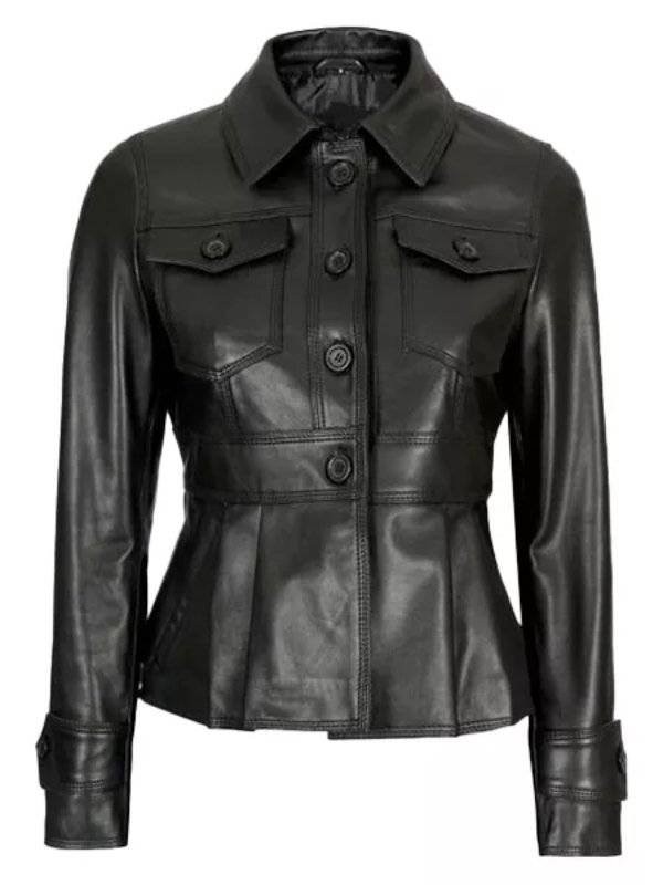 Black Women Short Body Moto Leather Jacket