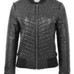 Black Womens Quilted Bomber Jacket