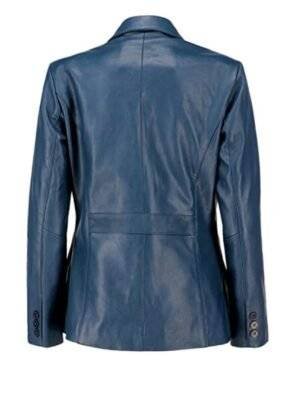 Womens Blue Leather Blazer