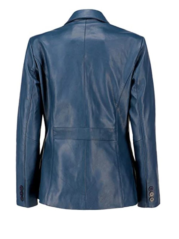 Blue Leather Womens Blazer