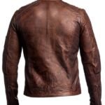 Shop Retro Men’s Distressed Cafe Racer Retro Brown Leather Jacket