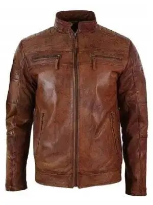 Vintage Biker Men’s Classic Brown Leather Jacket