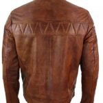 Vintage Shop Mens Classic Fashion Motorcycle Leather Brown Jacket