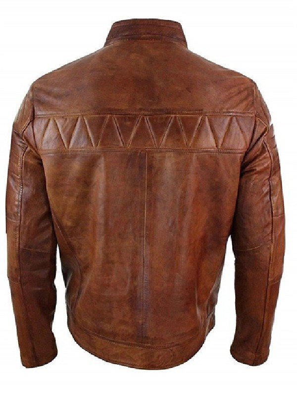 Vintage Shop Mens Classic Fashion Motorcycle Leather Brown Jacket