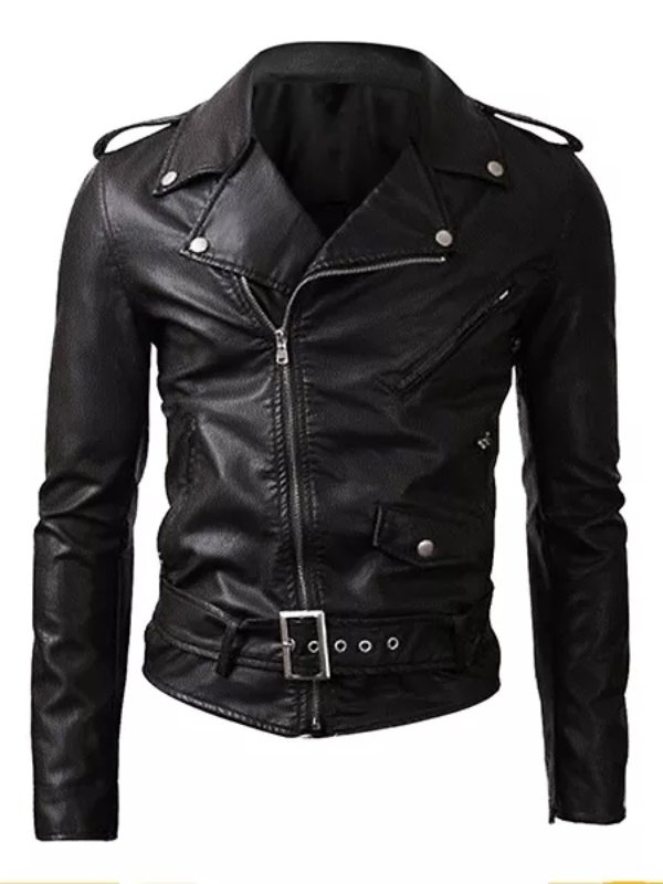 Women Belted Rider Black Leather Jacket