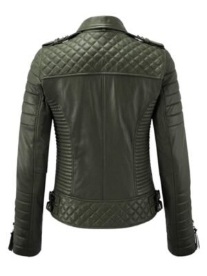 Olive Green Women Motorcycle Leather Jacket