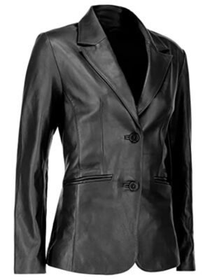 Womens Leather Black Blazer