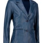 Womens Leather Blazer Blue