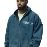 2025 Drake Iceman Blue Hooded Zipper Jacket On sale