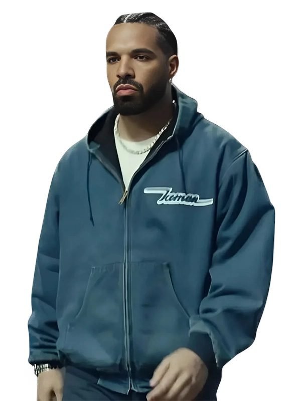 2025 Drake Iceman Blue Hooded Zipper Jacket On sale