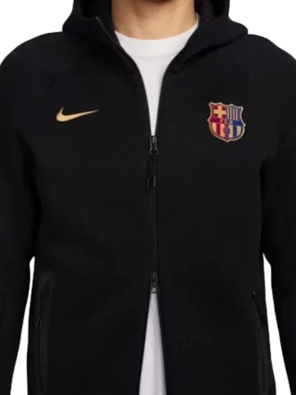 24_25 FC Barcelona Black Training Zip-Up Hoodie Jacket