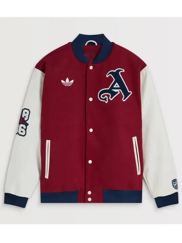 Arsenal Full-Snap Varsity Jacket Red and White