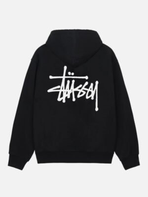 Stussy Zip-Up Hoodie in Black