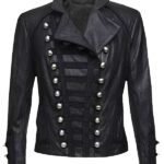 Black Womens Military Leather Jacket