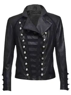 Black Womens Military Leather Jacket