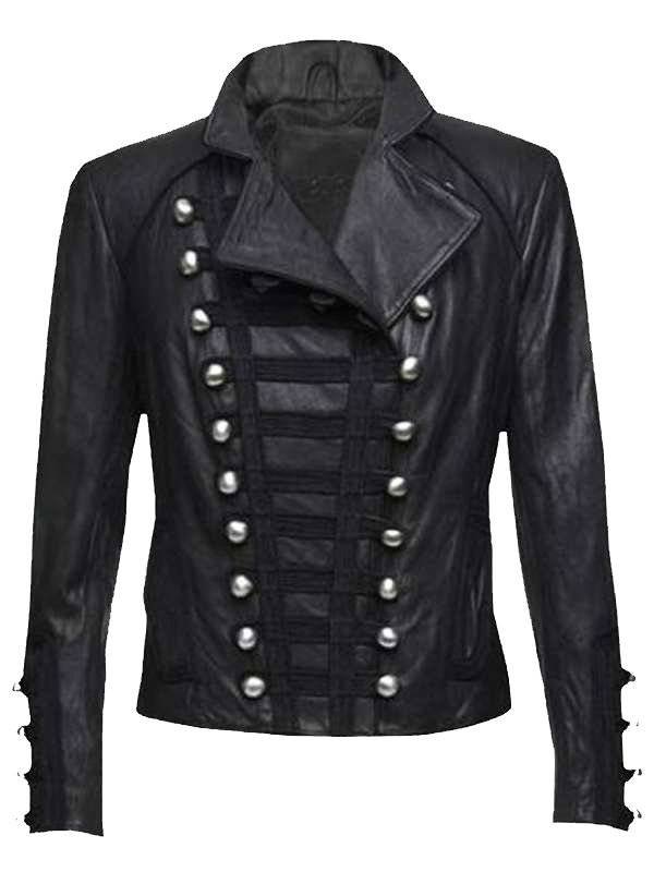 Black Womens Military Leather Jacket