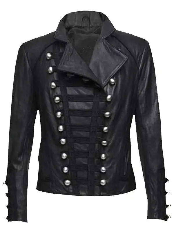 Black Womens Military Leather Jacket