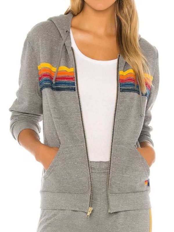 Brilliant Minds S1 Ericka Kinney 5 Striped Grey Zipper Hoodie