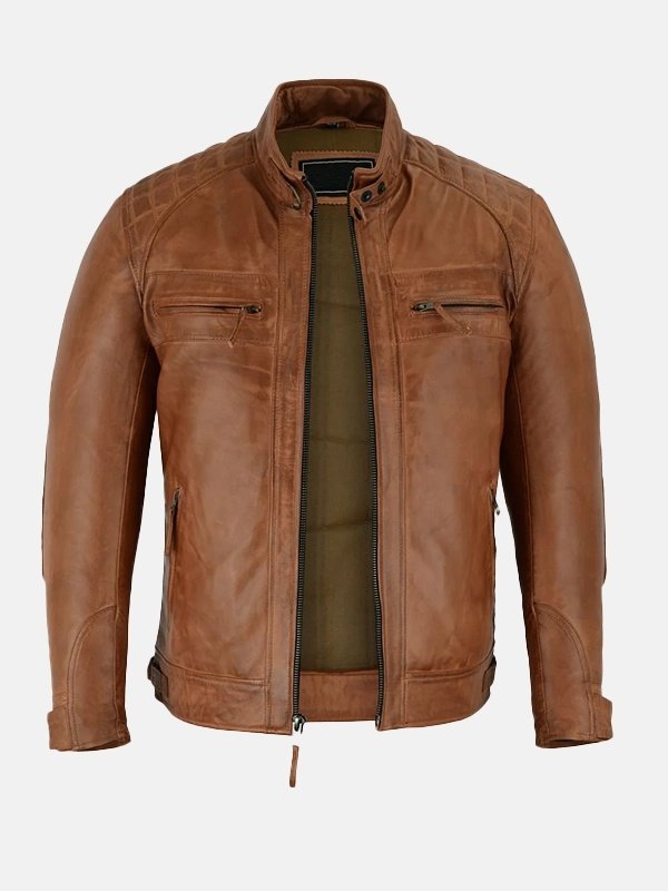 Brown Mens Cafe Racer Leather Jacket