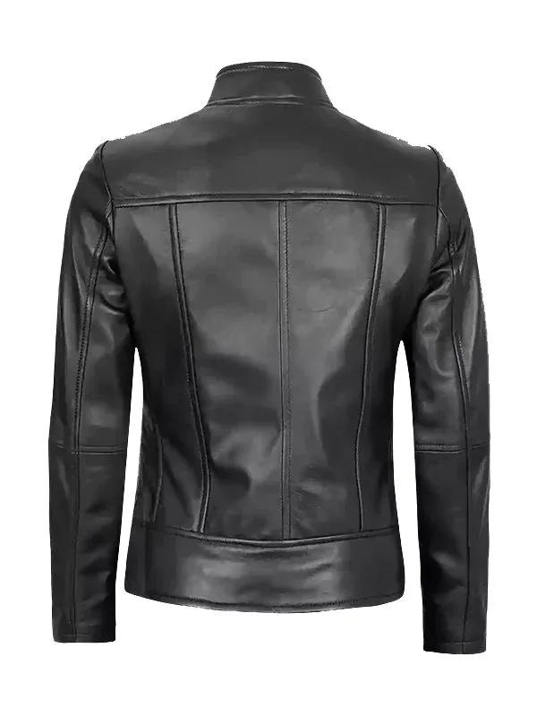 Cafe Racer Black Leather Jacket For Women’s