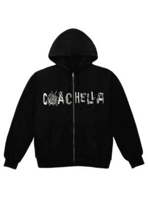 Coachella Flyer Zip Hoodie In Black