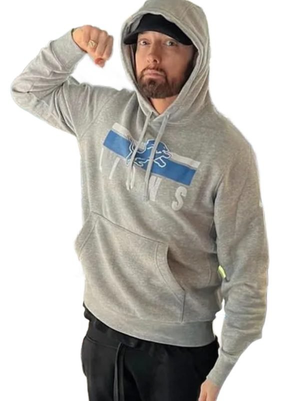 Detroit Lions Eminem Pullover Grey Hoodie