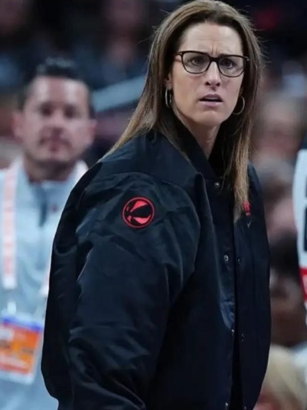 Indiana Fever Stranger Things Stephanie White Bomber Jacket in Black Satin