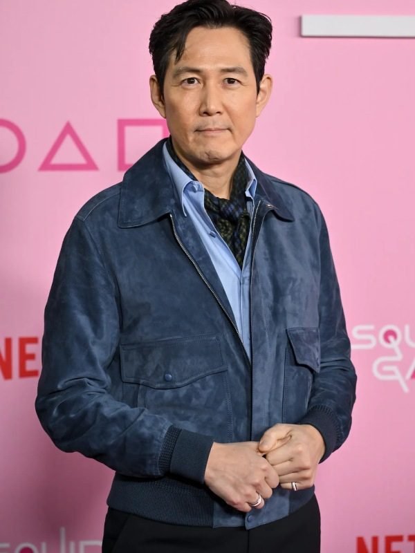 LA Premiere Squid Game 2 Lee Jung-jae Blue Suede Jacket
