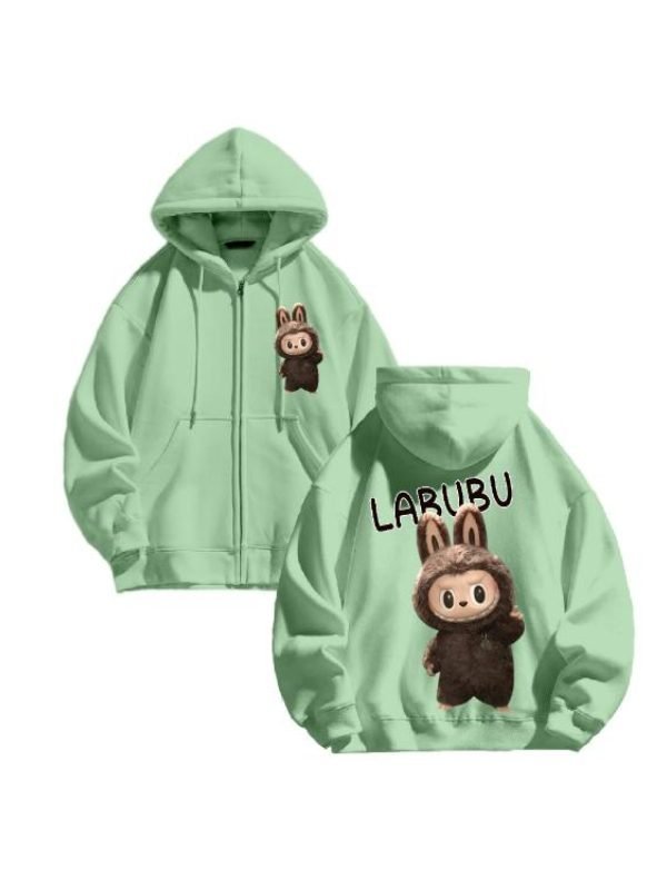 Labubu The Monster Zip-Up Hoodie Mint Green