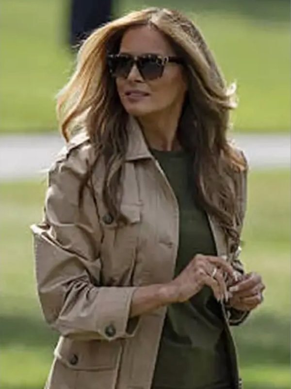 Melania Trump 2025 Texas Flooding Beige Cotton Jacket
