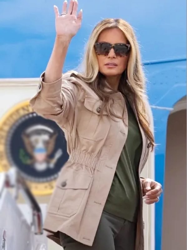 Melania Trump Texas Flooding Beige Cotton Jacket
