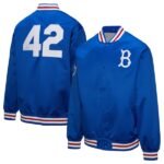 Men’s Brooklyn Dodgers Jackie Robinson Satin Full-Snap Jacket