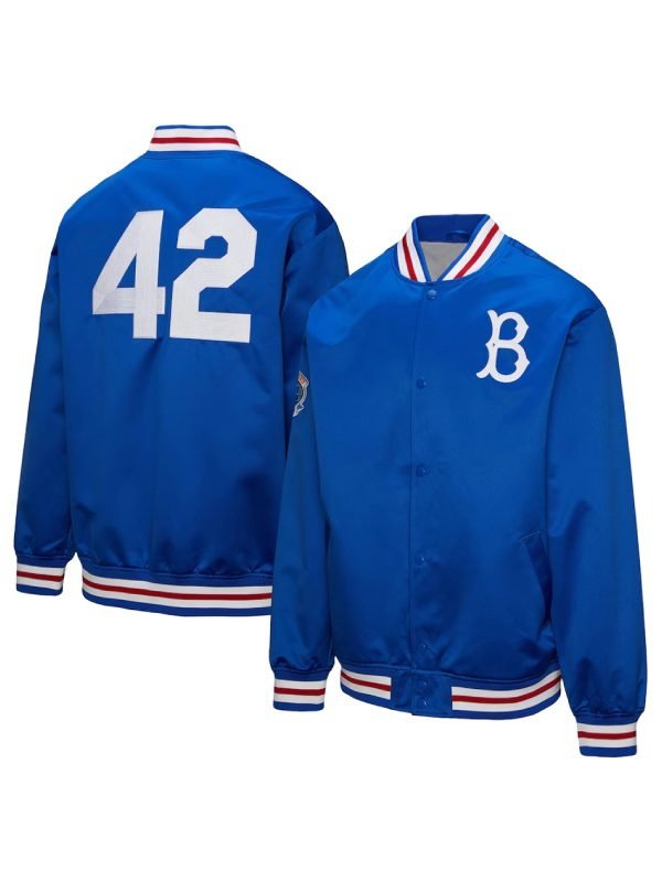 Men’s Brooklyn Dodgers Jackie Robinson Satin Full-Snap Jacket