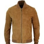 Mens Brown Suede Bomber Jacket