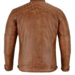 Mens Cafe Racer Biker Leather Brown Jacket