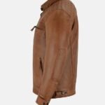 Mens Cafe Racer Brown Biker Leather Jacket