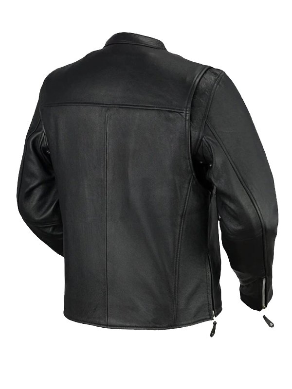 Men’s Cafe Racer Style Black Leather Jacket