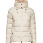 Mens Cream Hooded Puffer Jacket