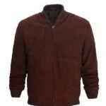 Mens Dark Brown Suede Bomber Jacket