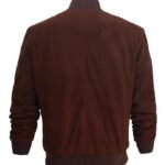 Mens Dark Brown Suede Leather Bomber Jacket