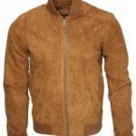 Men's Suede Leather Tan Brown Biker Jacket
