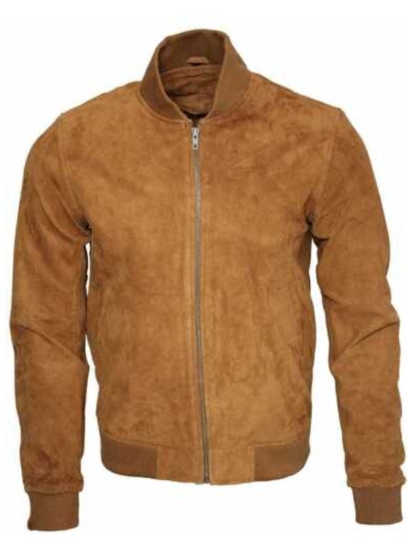 Men's Suede Leather Tan Brown Biker Jacket