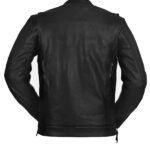 Men’s Utility Style Black Leather Biker Jacket