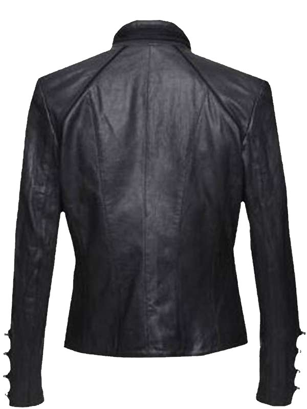 Military Leather Black Jacket For Women's