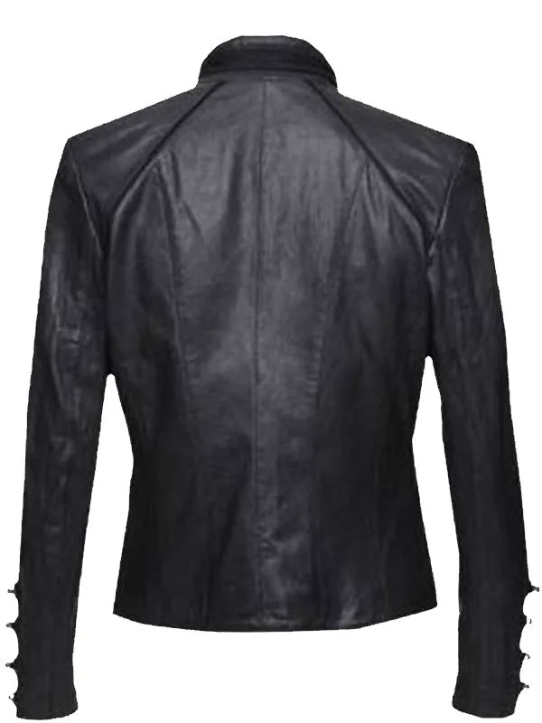 Military Leather Black Jacket For Women's