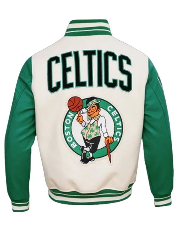 NBA Boston Celtics Retro Varsity Jacket White and Green