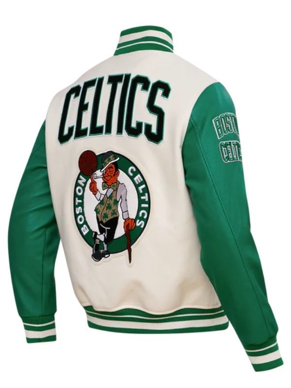 NBA Boston Celtics Retro White and Green Varsity Jacket